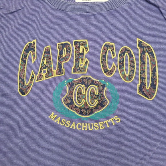 Vintage 90s Cape-Cod Paisley Stripes Cropped Shirt Womens 2XL 24x17 Purple USA - Picture 3 of 11